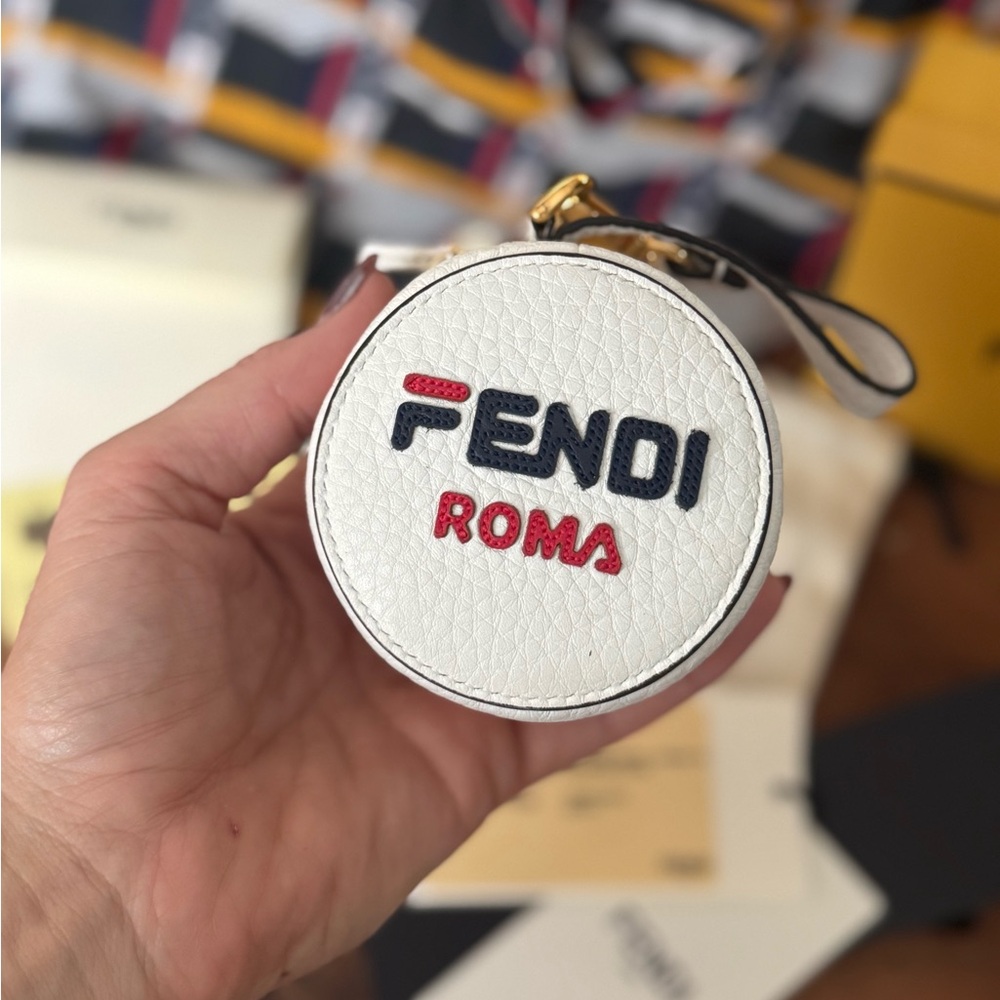 RARE LIMITED EDITION: Fendi Roma x Fila Mania Tamburo Bag Charm and Nylon Bag